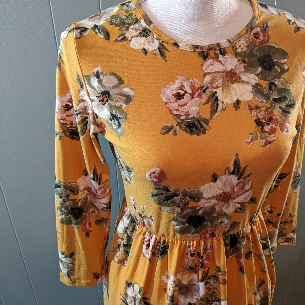 First Look Mustard Floral Dress